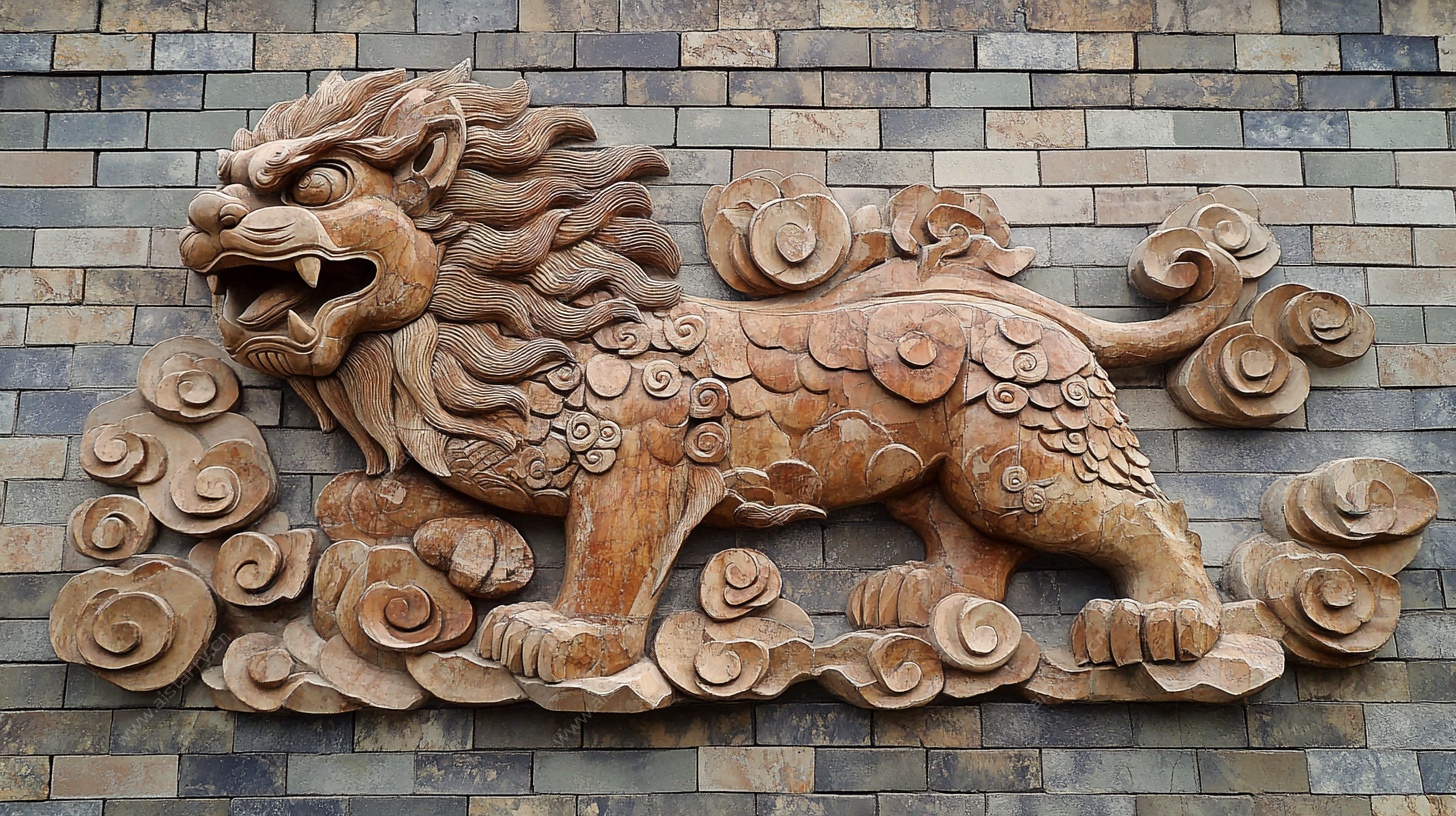 中式木雕瑞兽墙面装饰