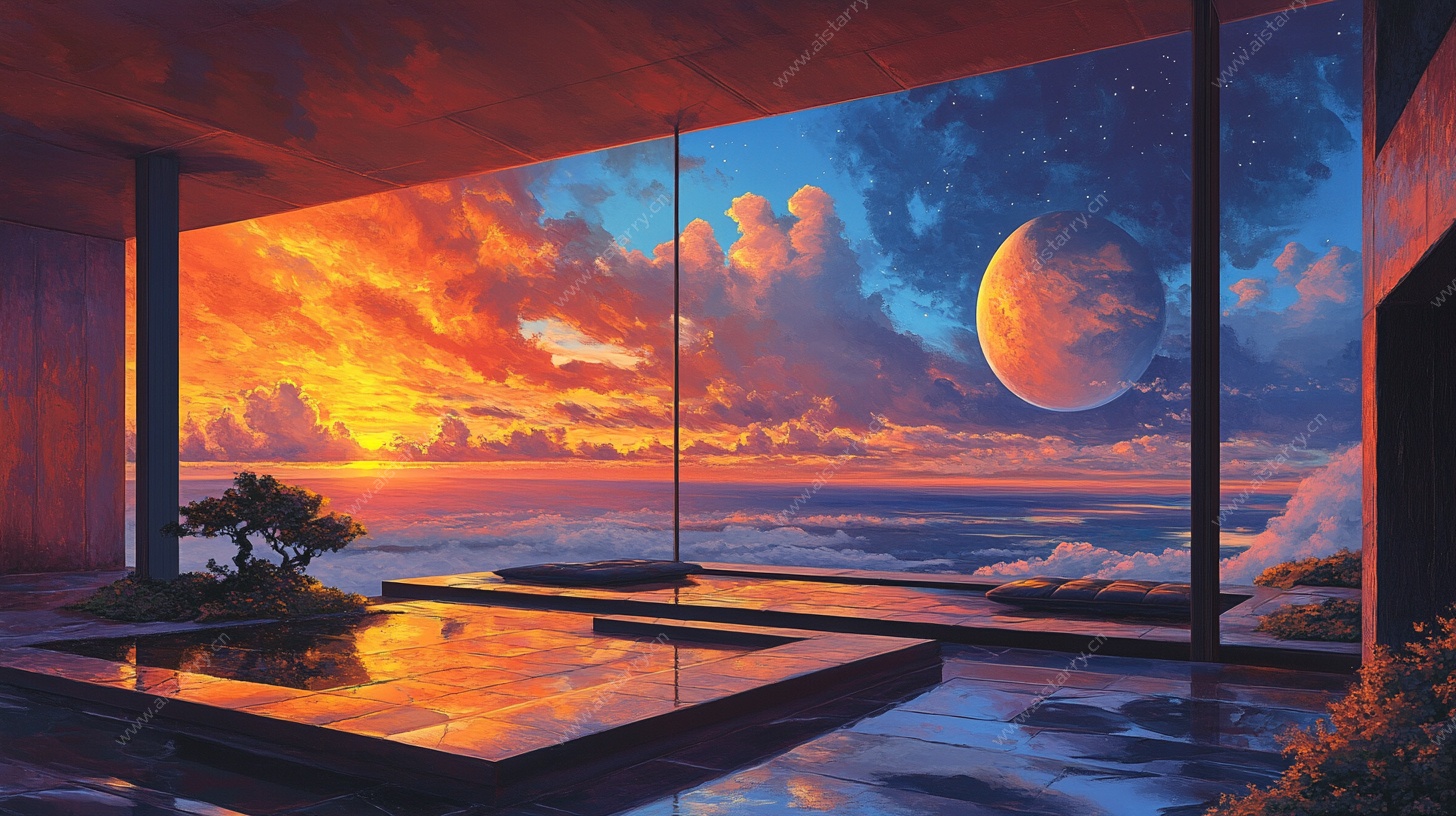 梦幻天空下的静谧空间