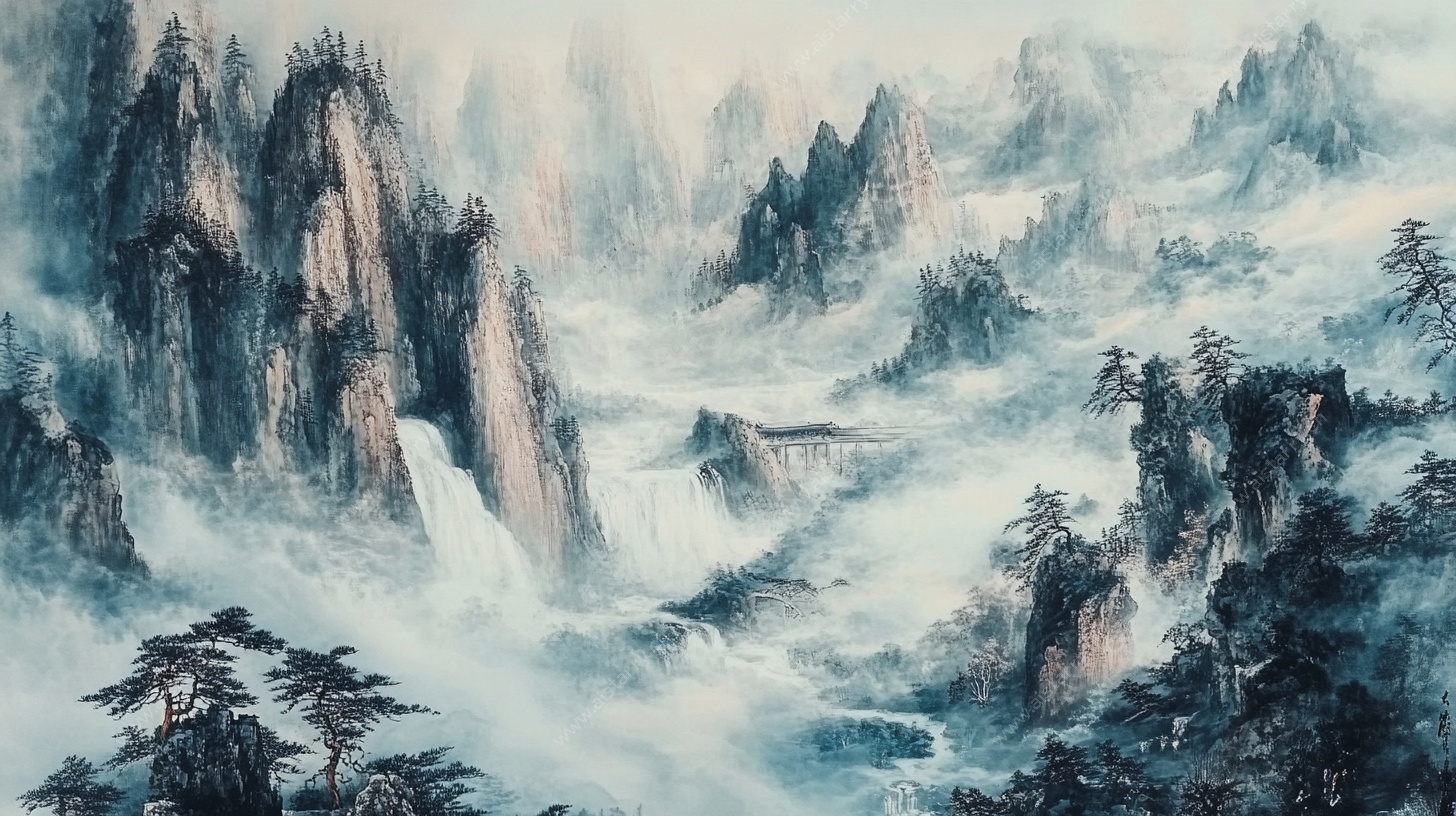 水墨山水国画意境图