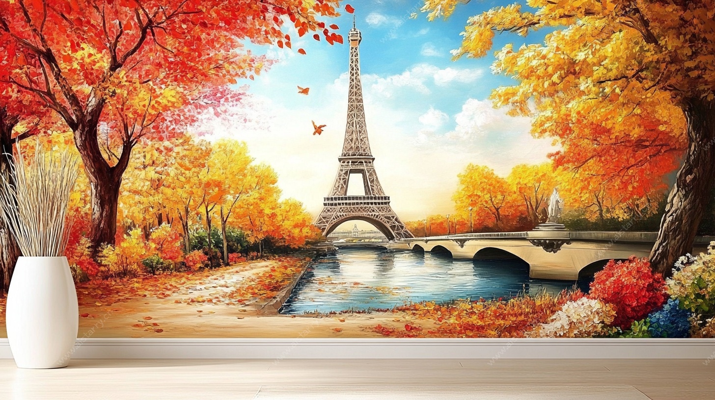 秋日埃菲尔铁塔梦幻风景