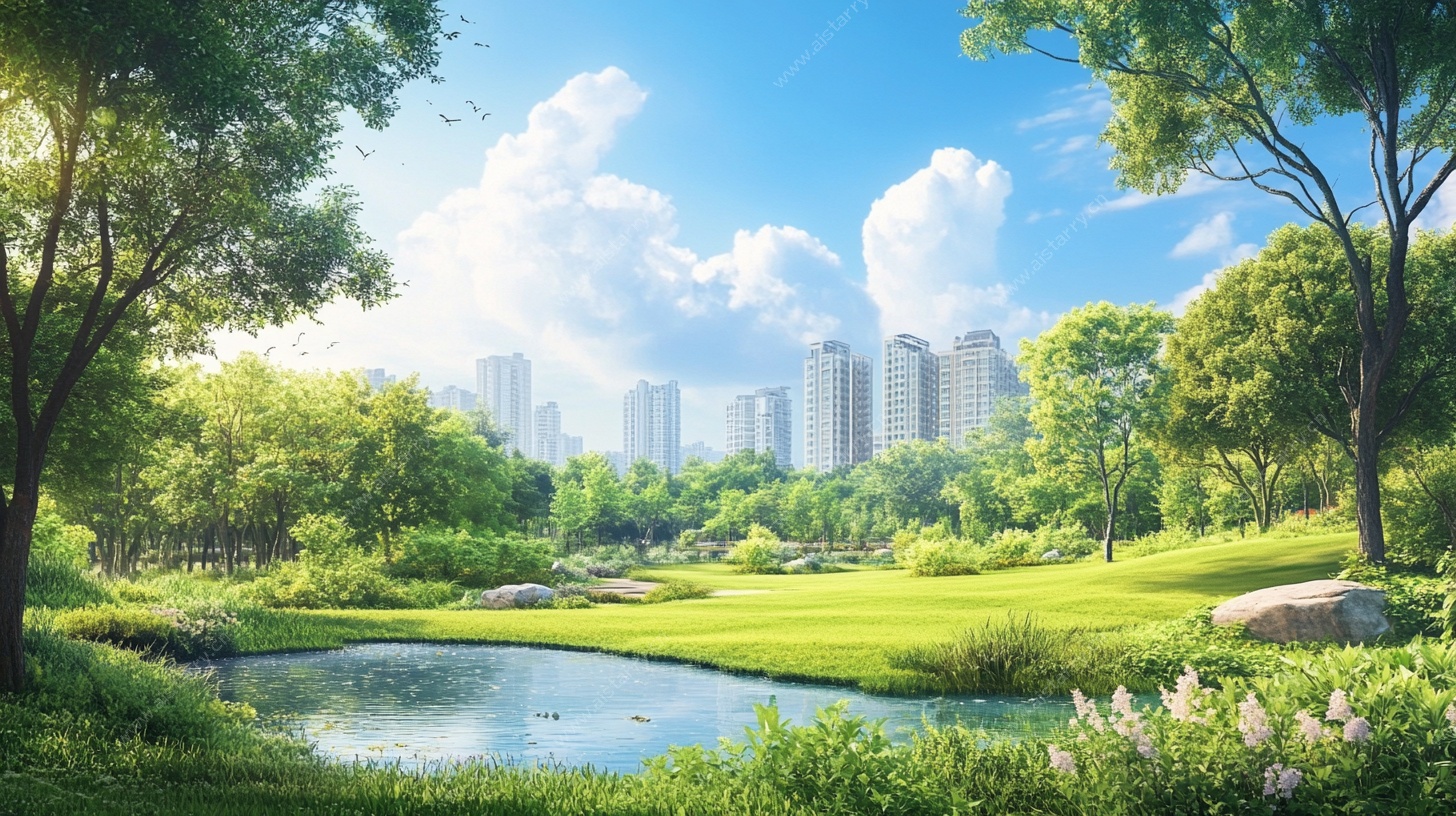 城市中的静谧公园美景