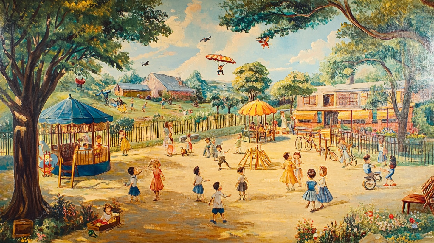 复古风格儿童乐园场景