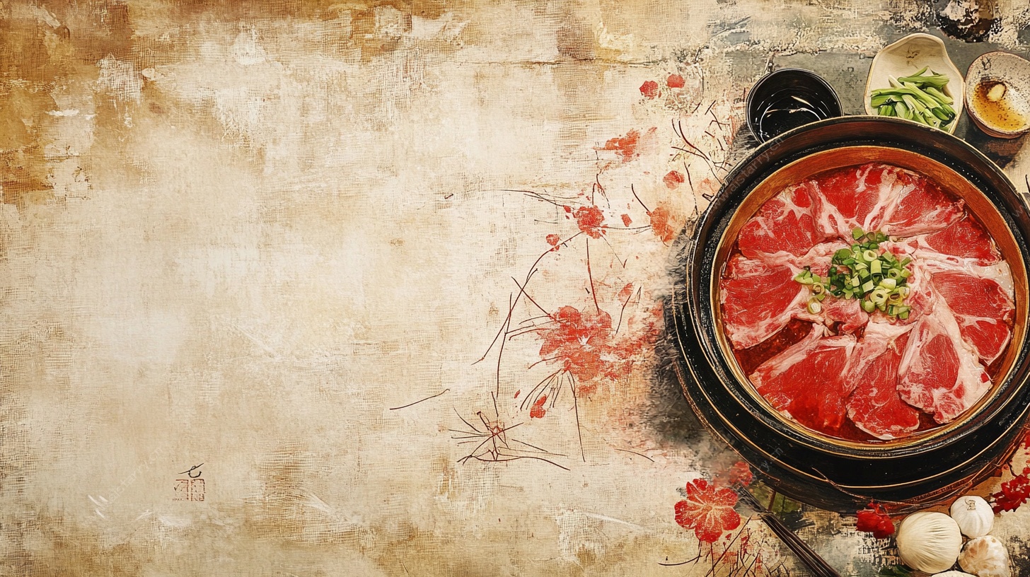 中式复古风涮羊肉美食图