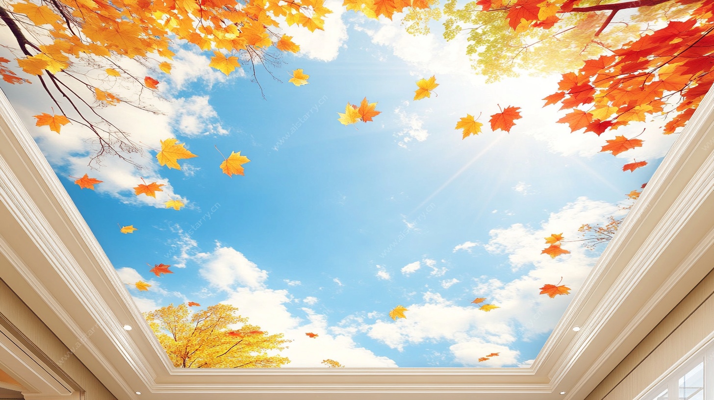 秋日枫叶天花板壁画