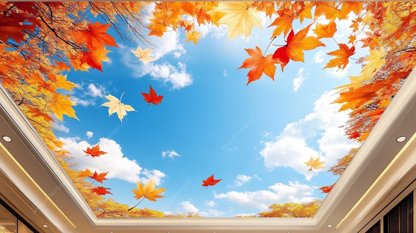 秋日枫叶天空天花板壁画