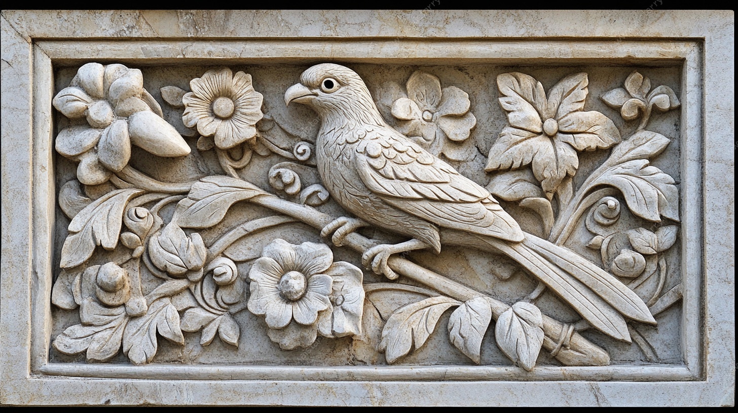 花鸟石雕装饰图案