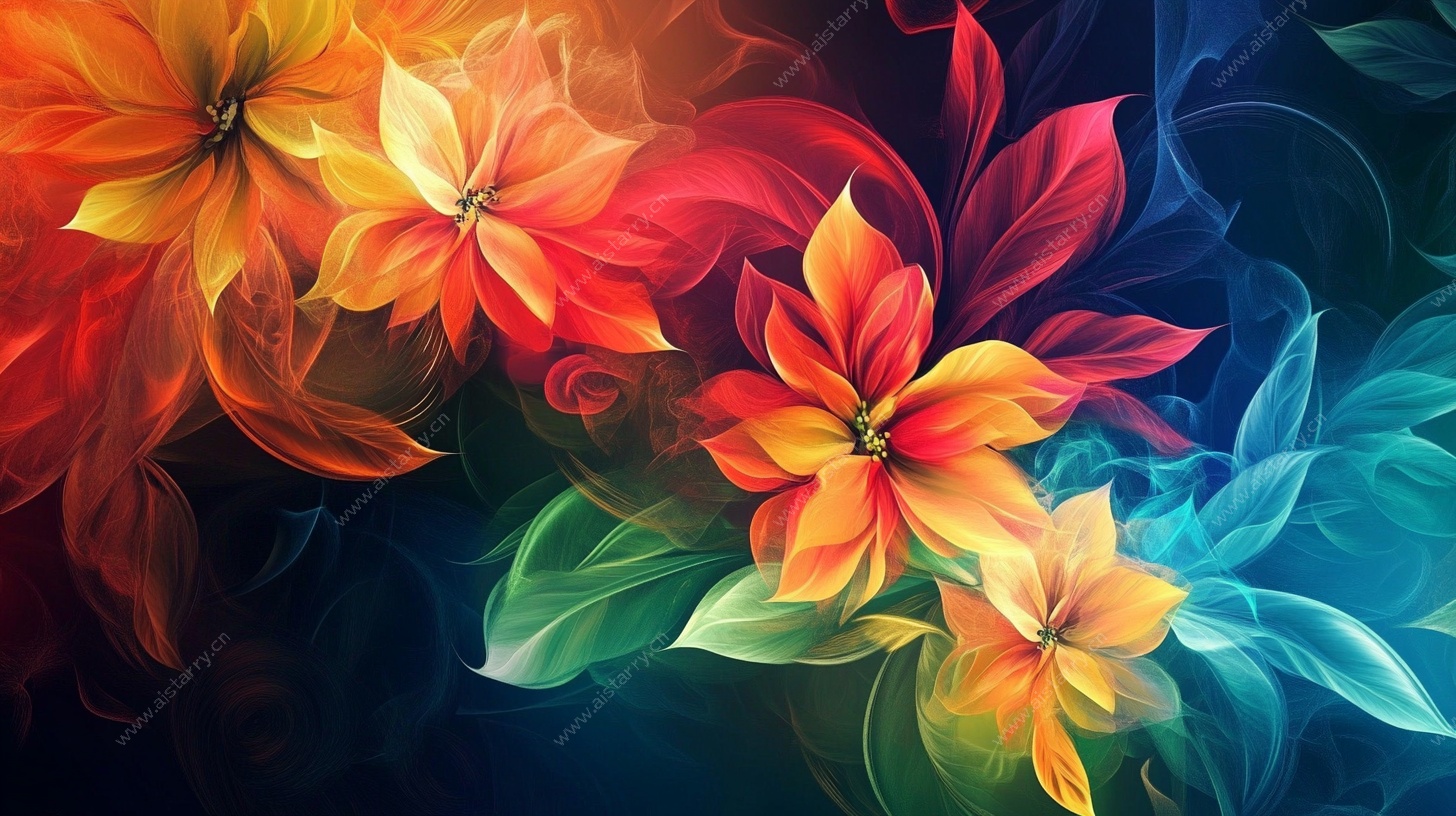 炫彩梦幻花卉背景图