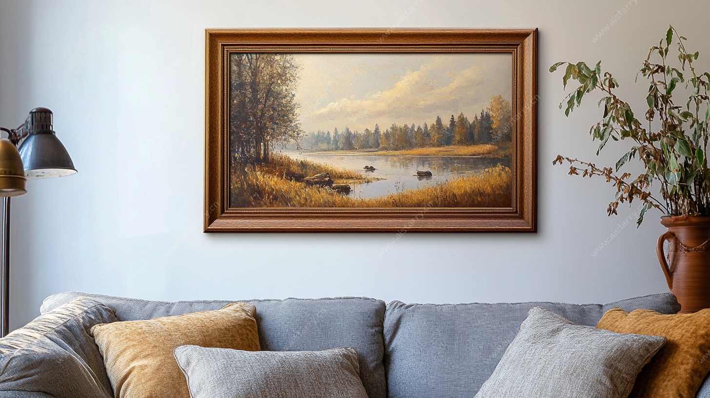 客厅中的田园风景装饰画