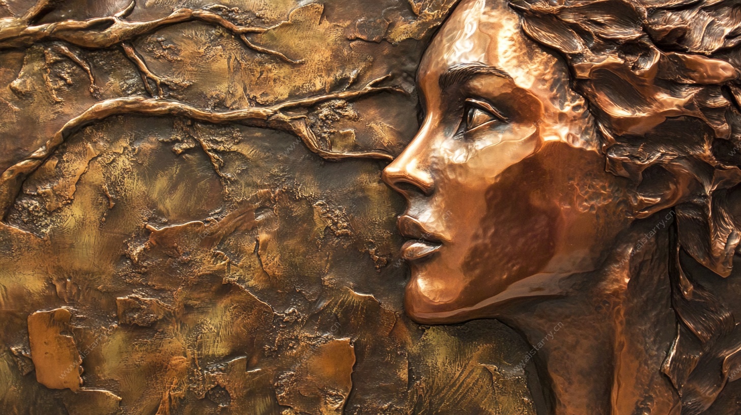 铜制女性浮雕头像