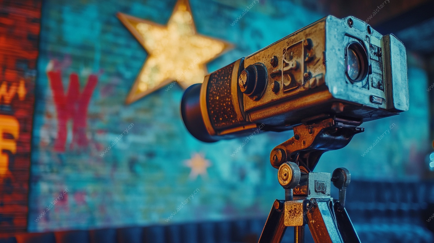 复古相机置于多彩背景前