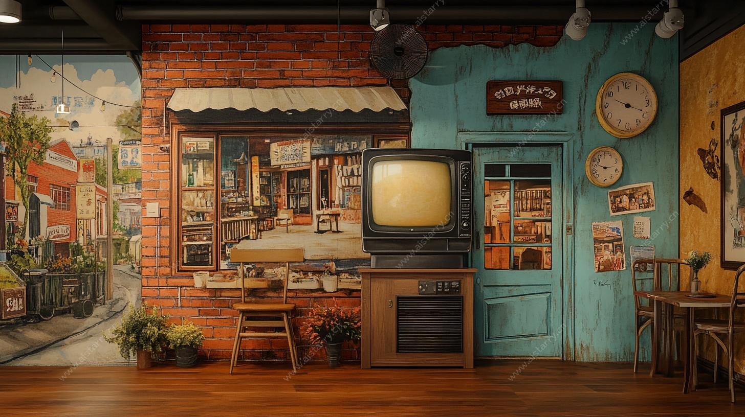 复古风室内咖啡店场景