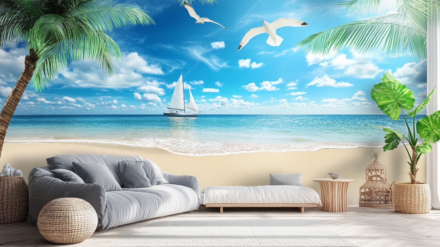 海滨风情客厅背景墙