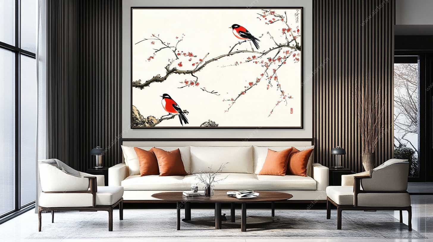 中式客厅挂画 花鸟装饰画