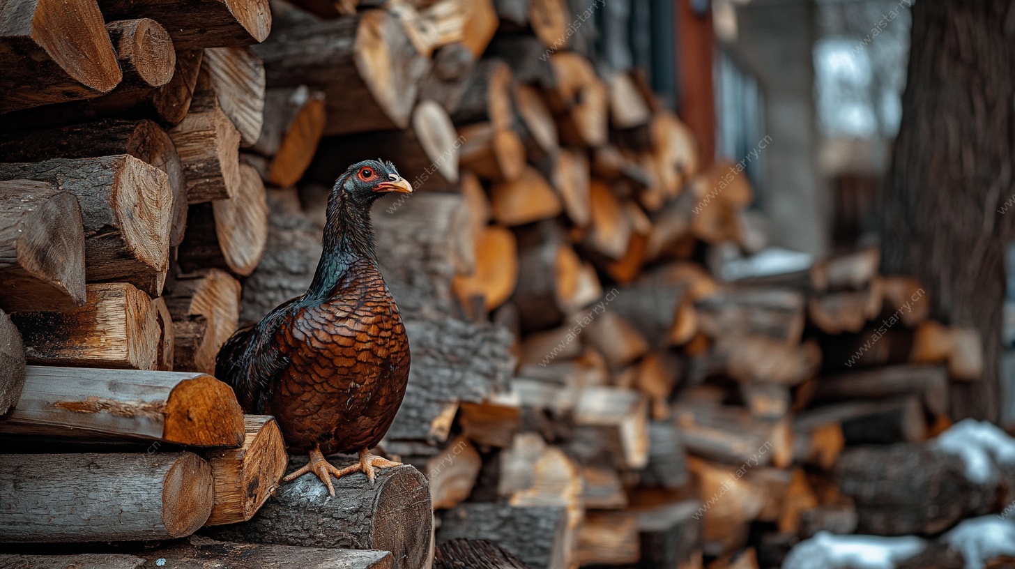柴垛旁的野鸡