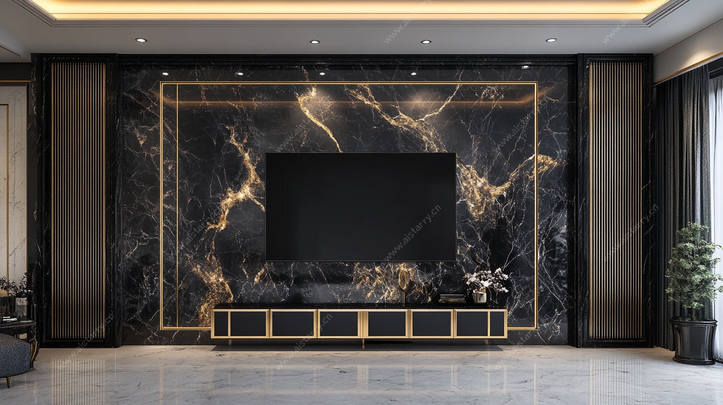 奢华大理石电视背景墙设计