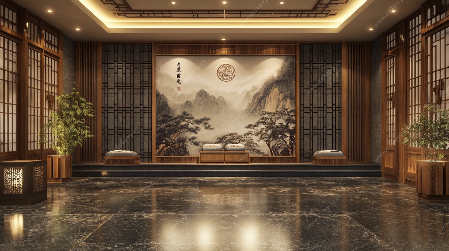 中式典雅大堂室内场景