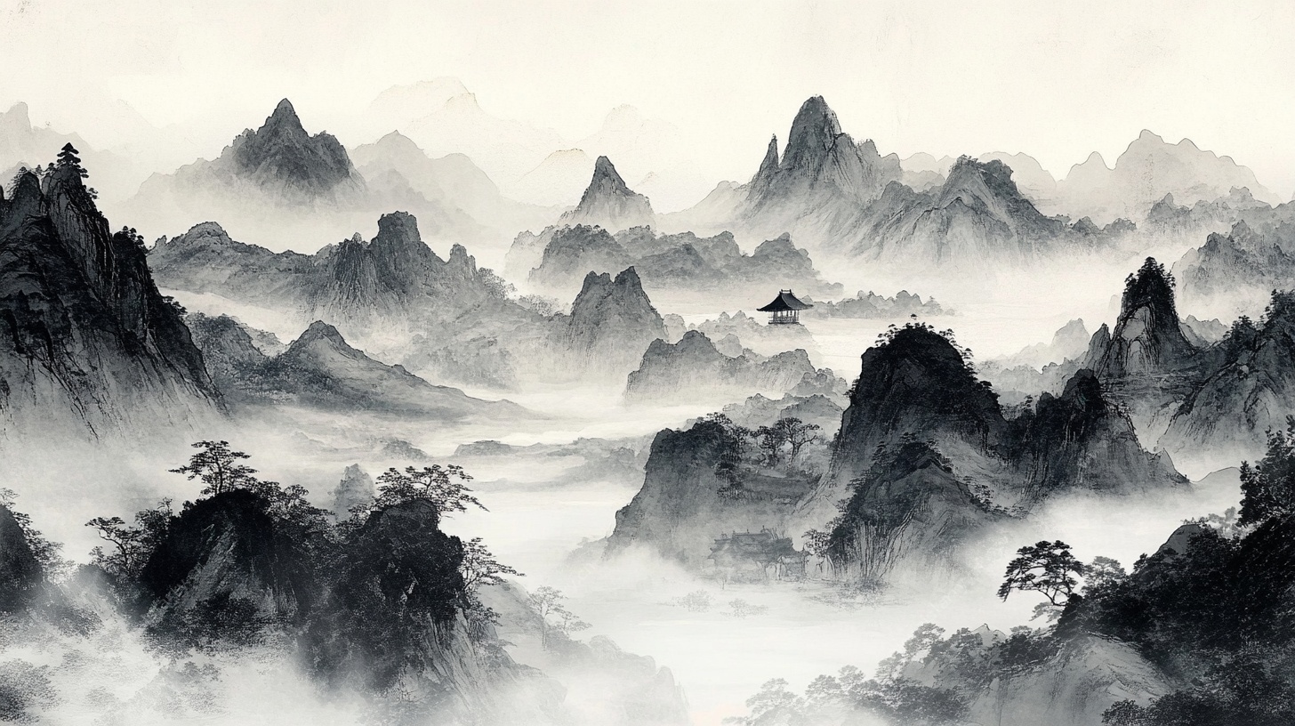 水墨群山图