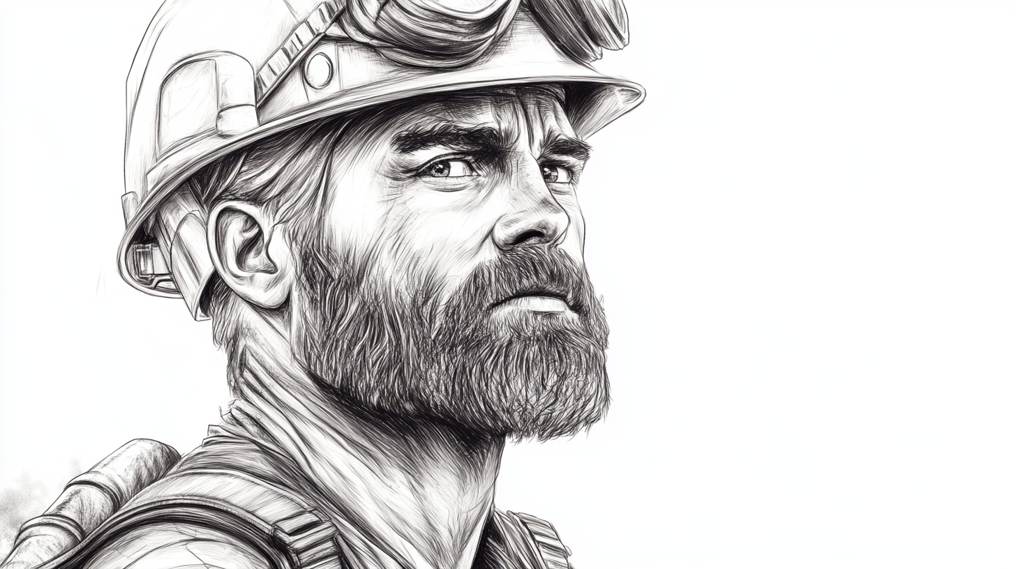 坚毅矿工形象插画