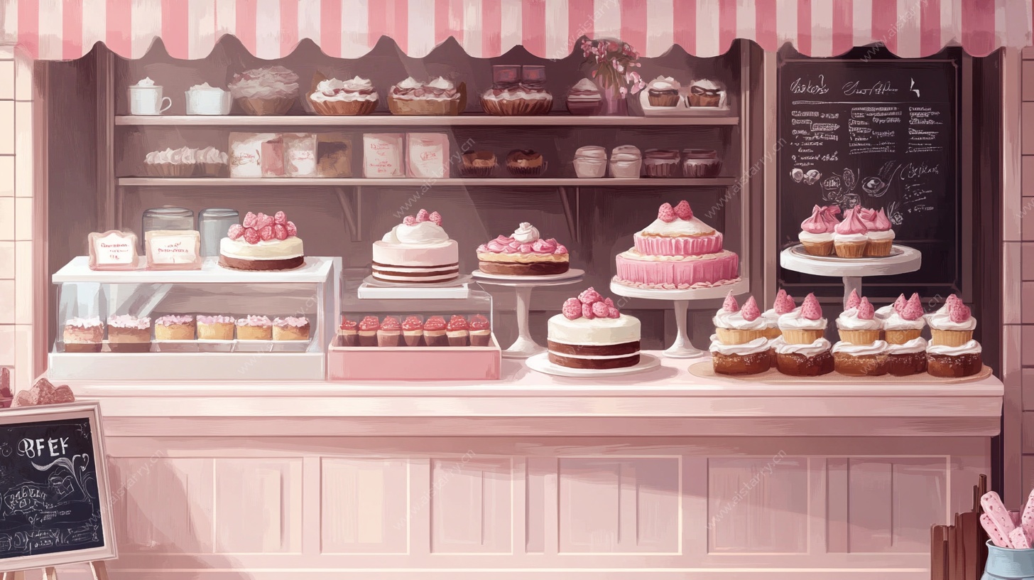 甜美梦幻的蛋糕店场景