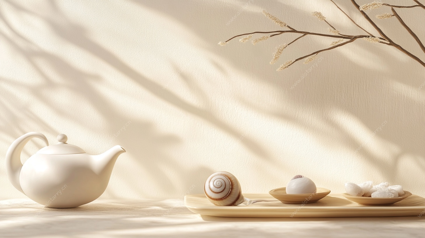禅意茶具与自然小景