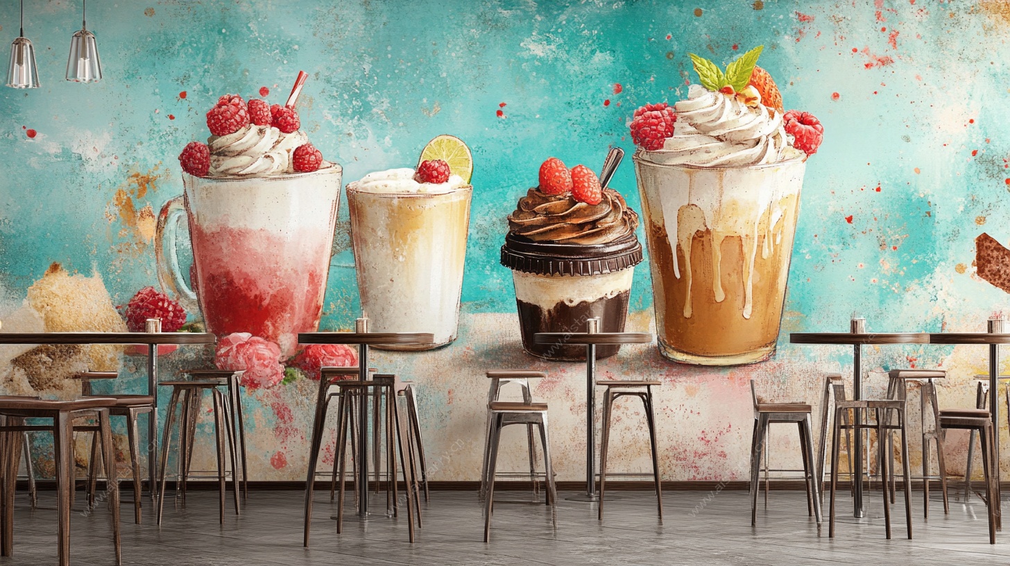 梦幻甜品组合墙面展示