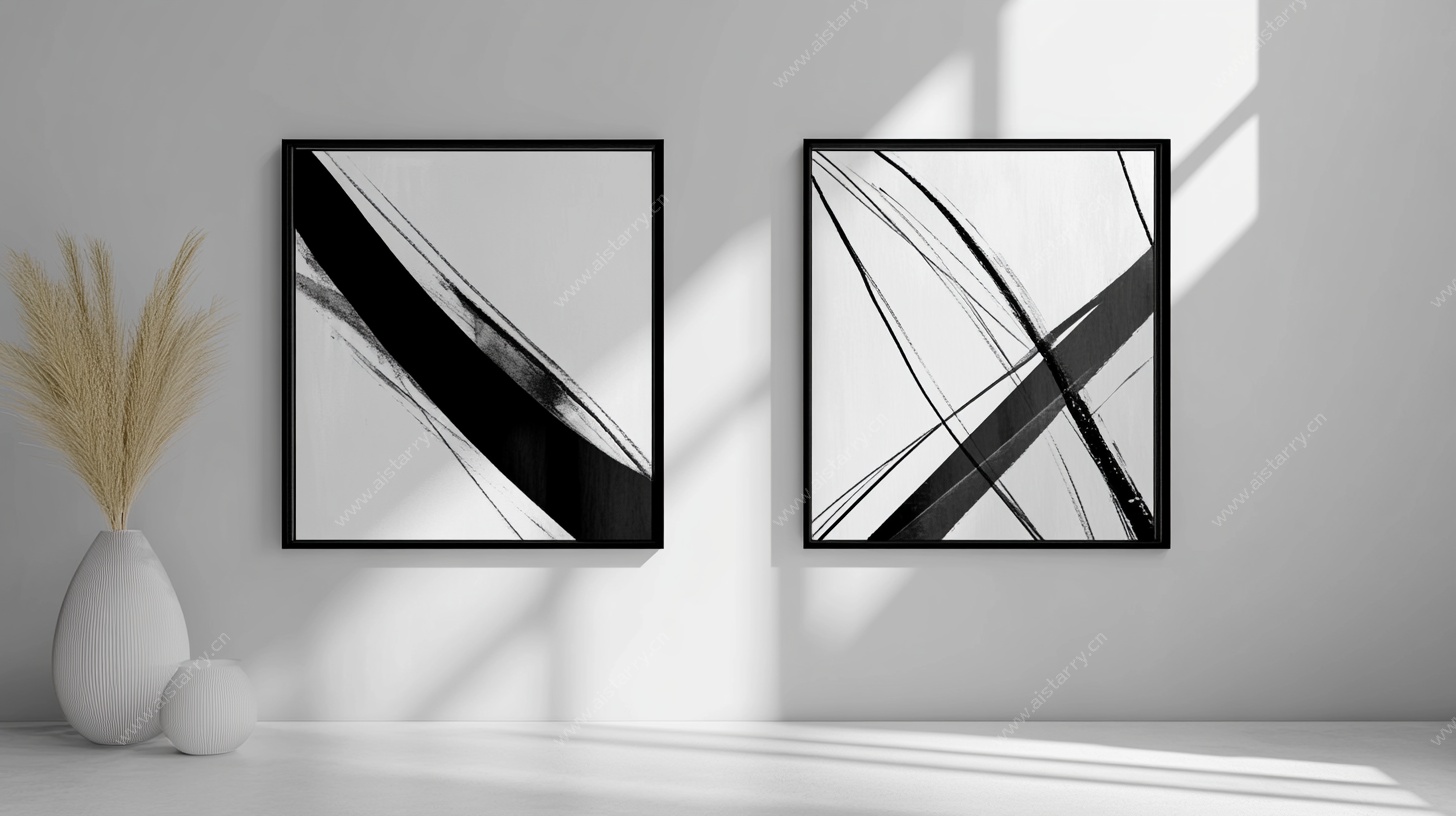 简约黑白挂画装饰墙面