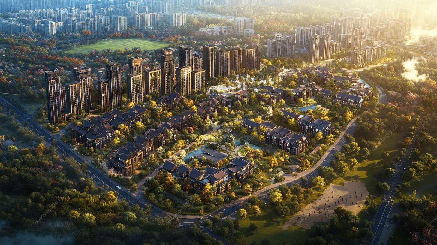 现代住宅小区鸟瞰图