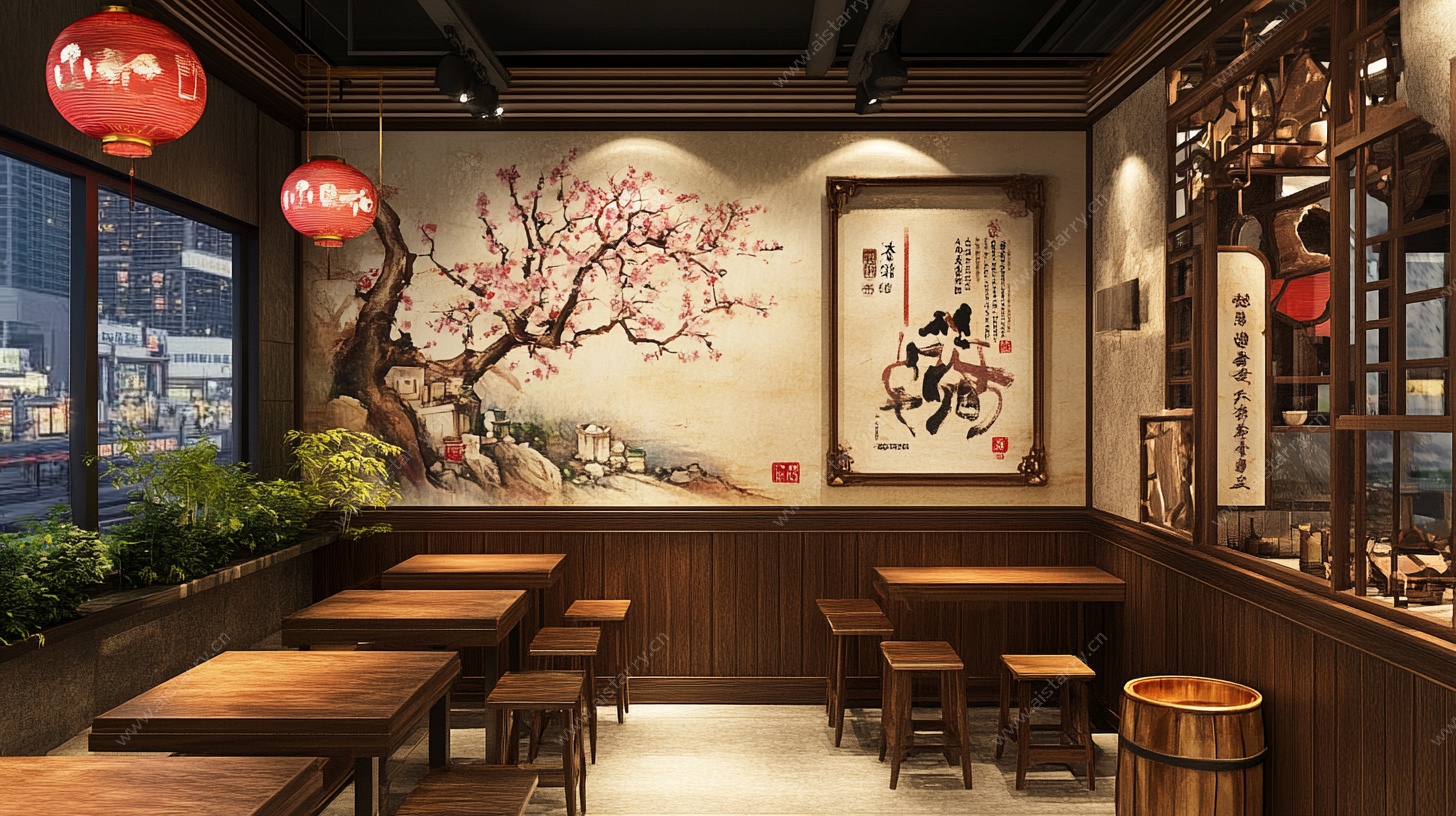 中式古风餐厅室内设计图