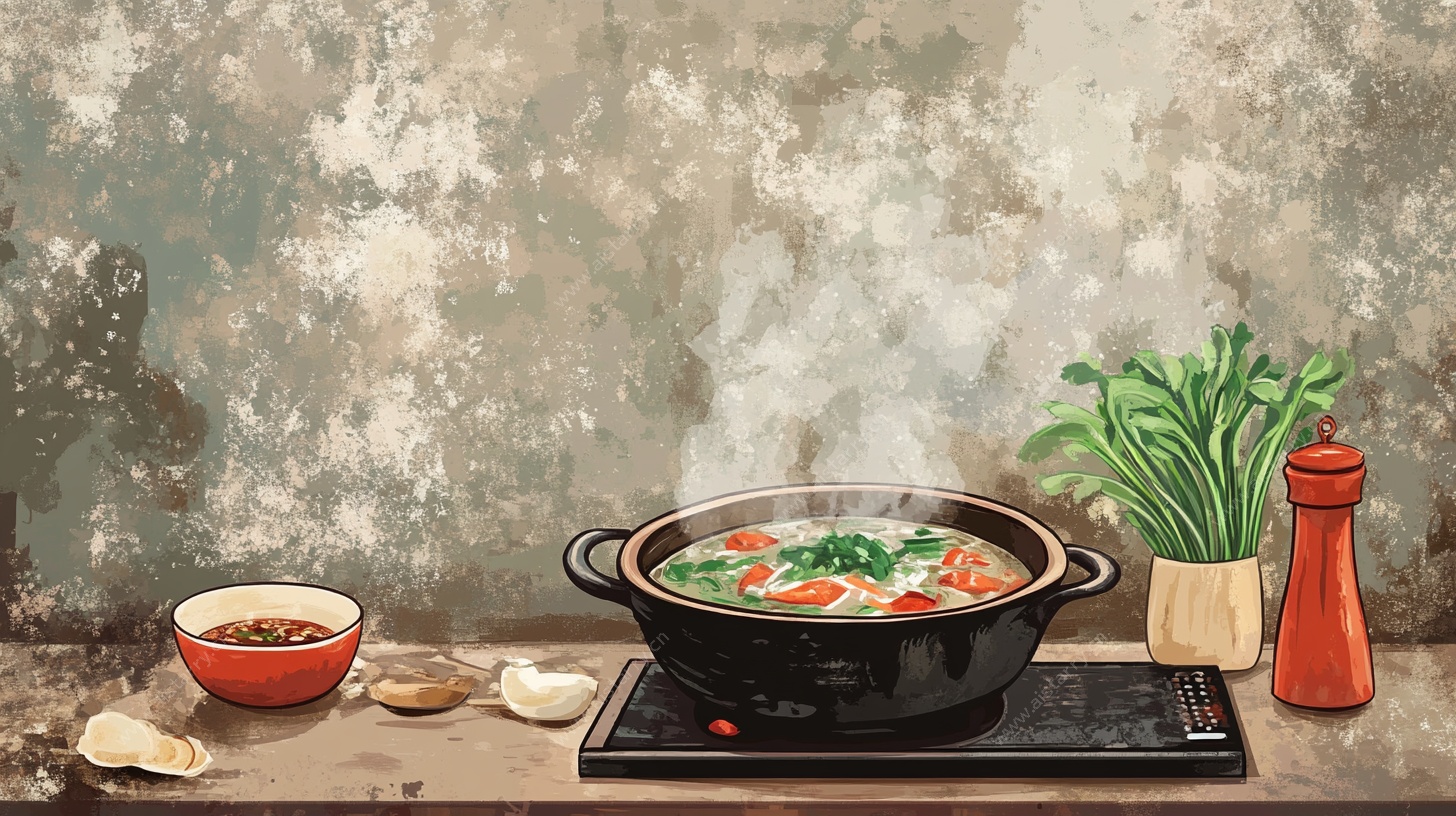 温馨厨房场景之热气腾腾火锅