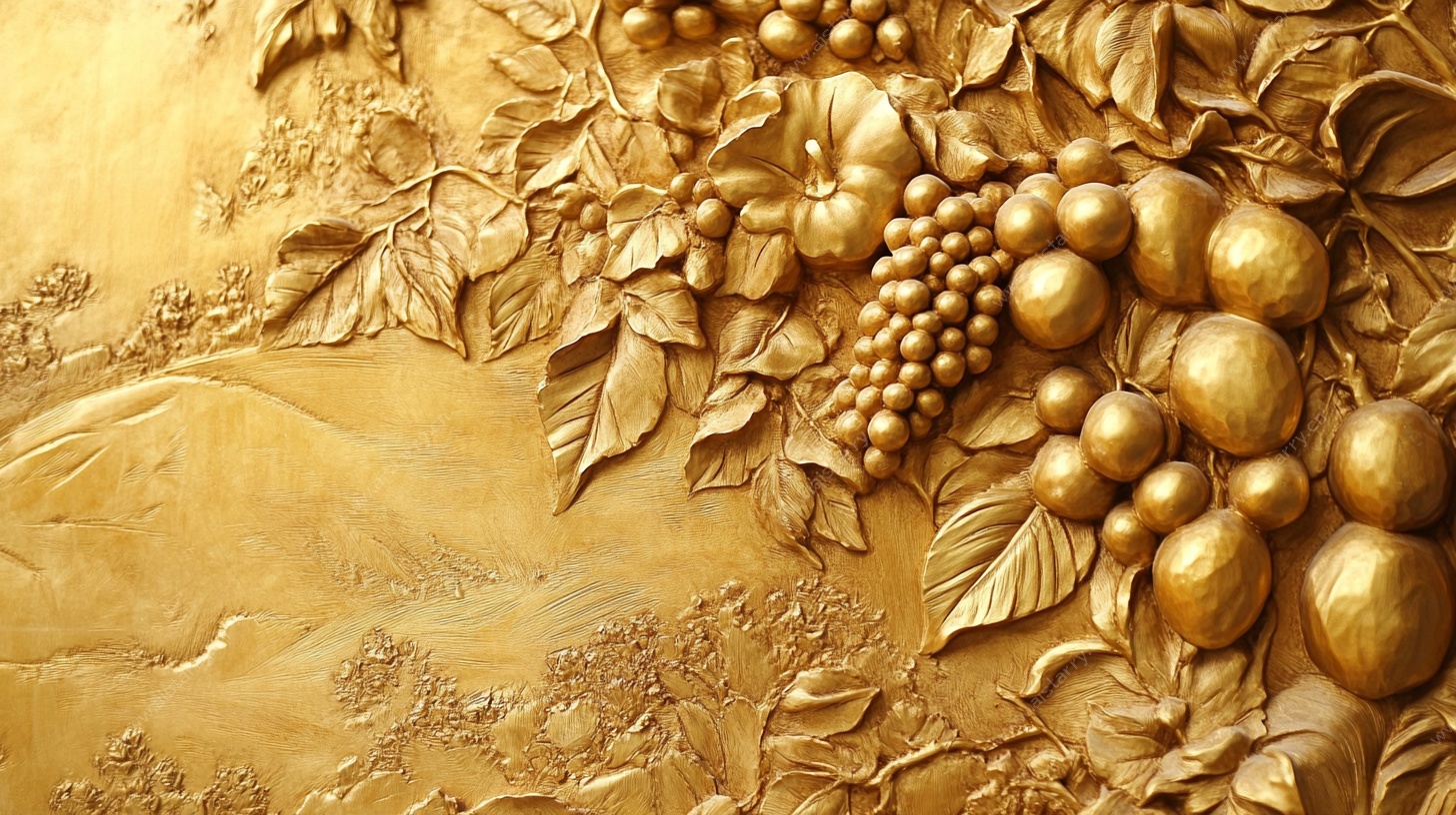金色水果浮雕装饰图案