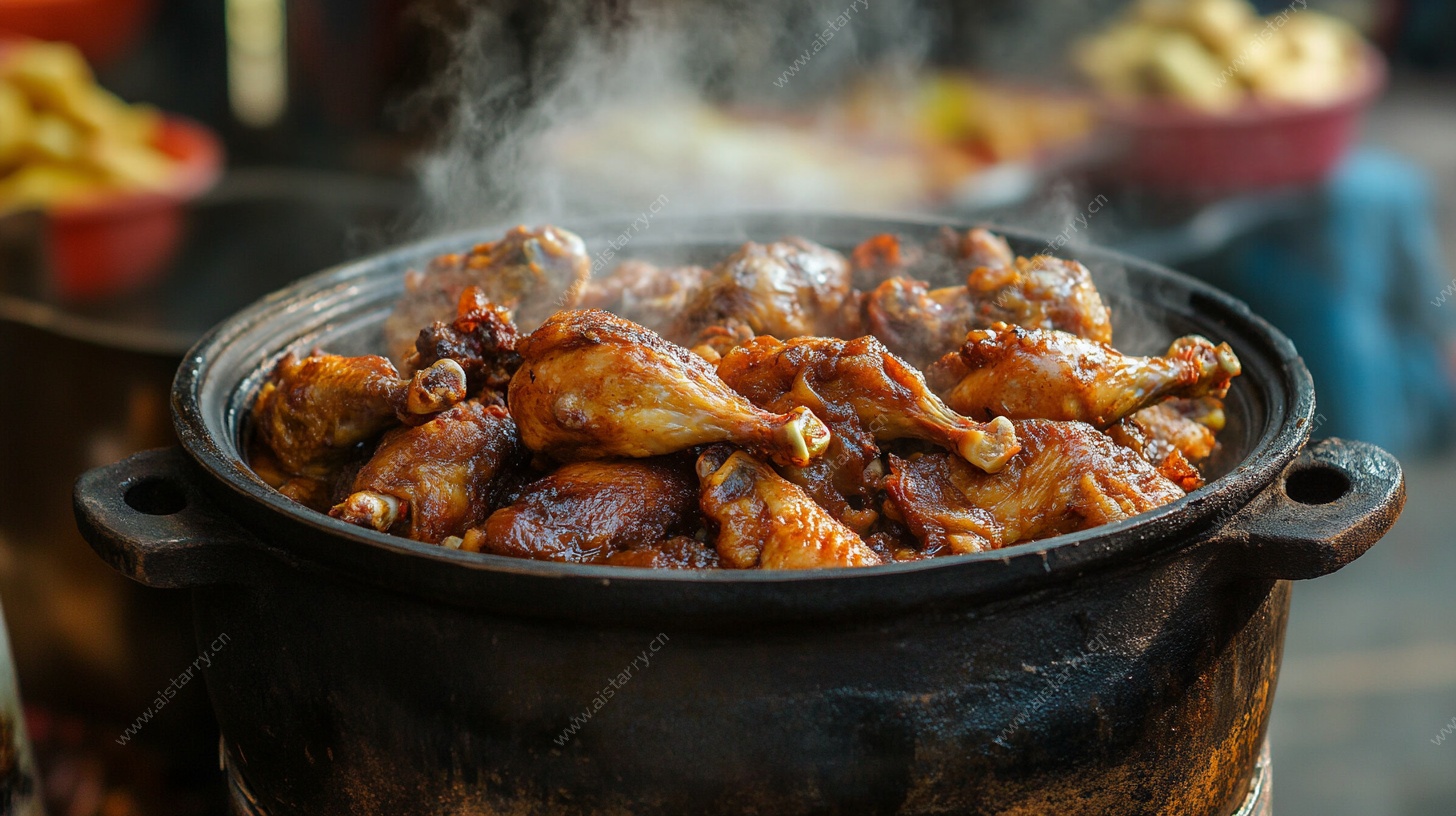 土灶炖鸡香气四溢