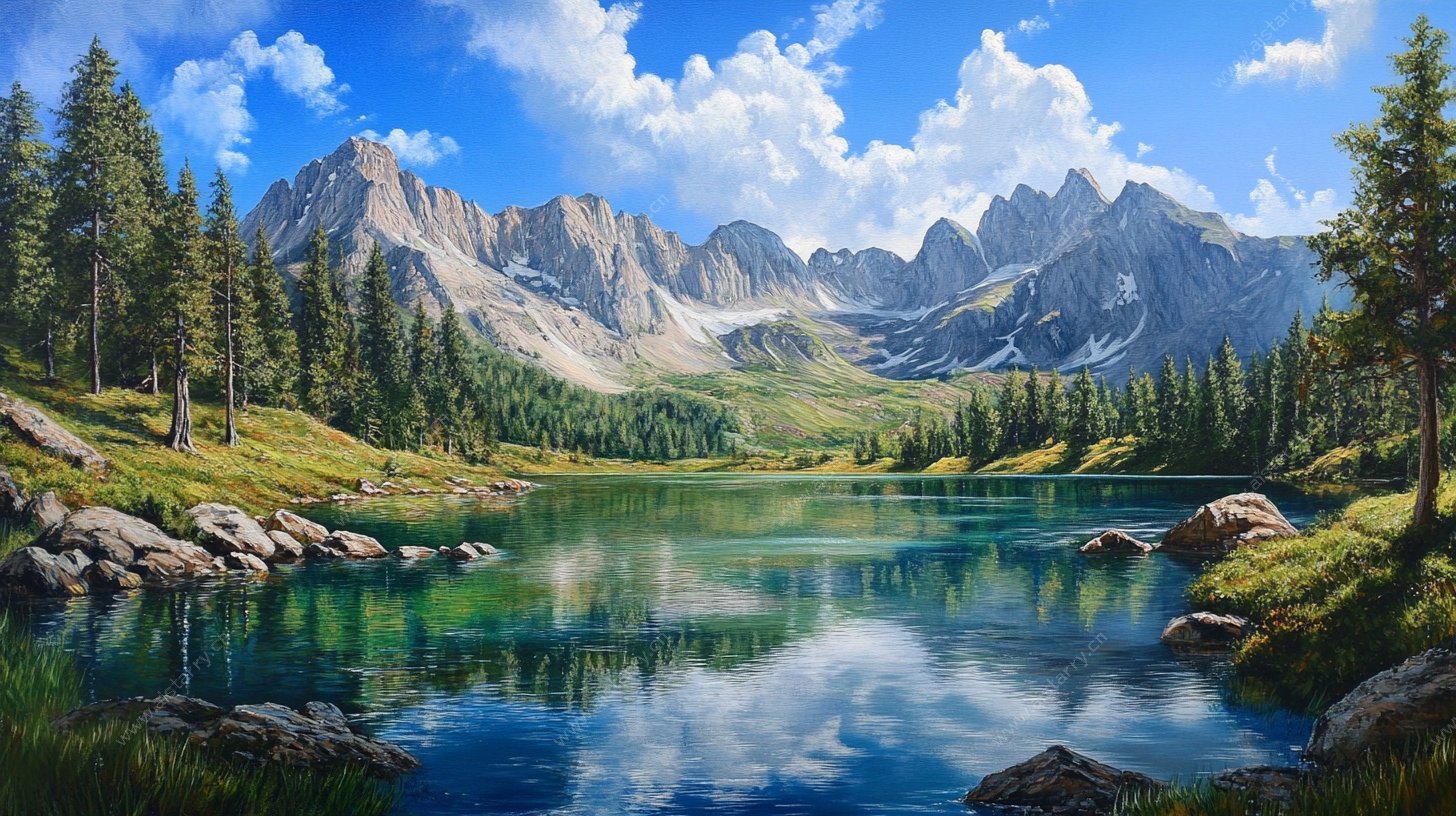 高山湖泊森林绝美风光