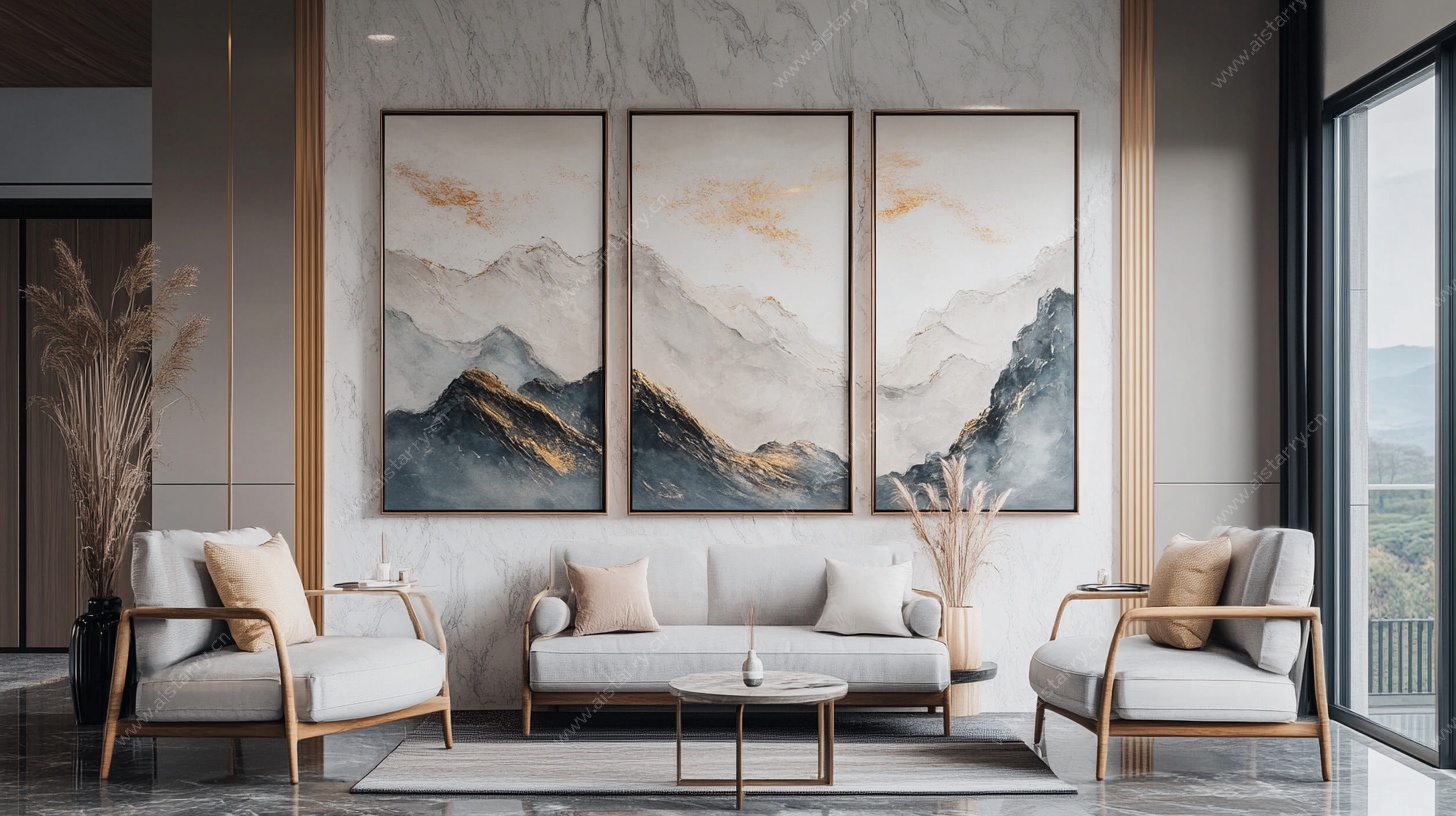 现代简约风客厅艺术挂画