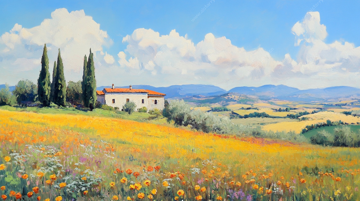 田园花海中的静谧小屋