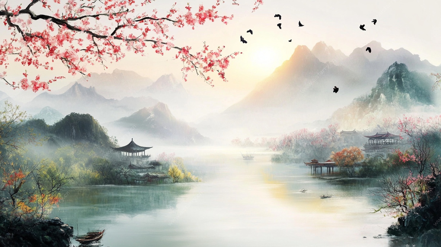 春日山水诗意景