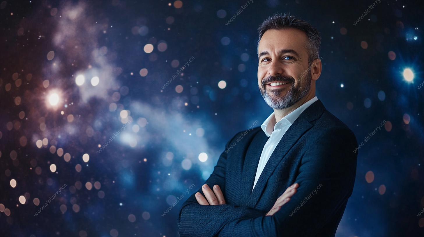 商务男士的星空背景肖像