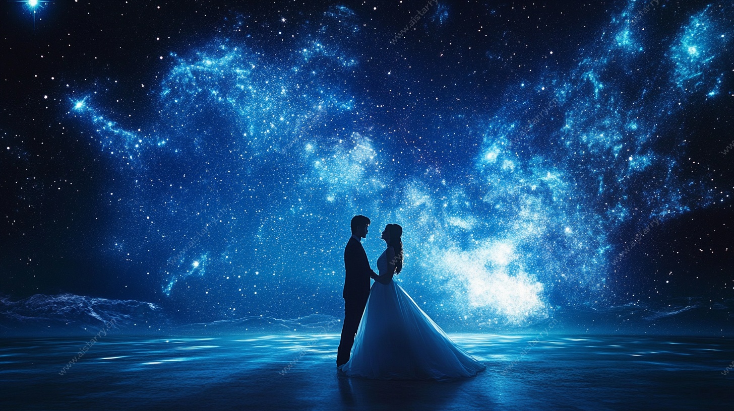 星空下的浪漫新婚剪影