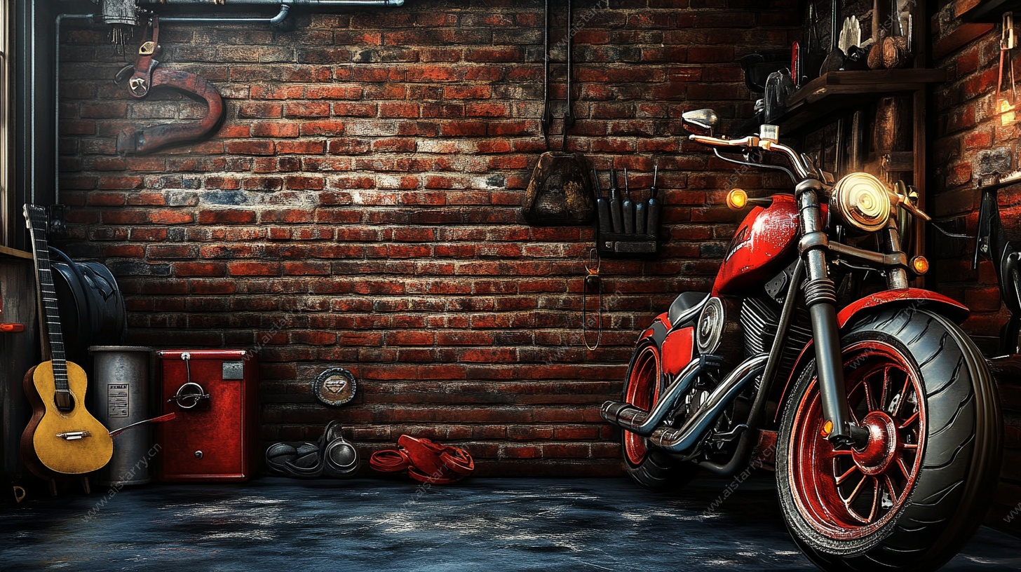 复古车库中的酷炫摩托车