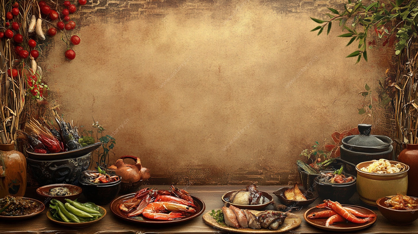 中式美食佳肴丰盛场景