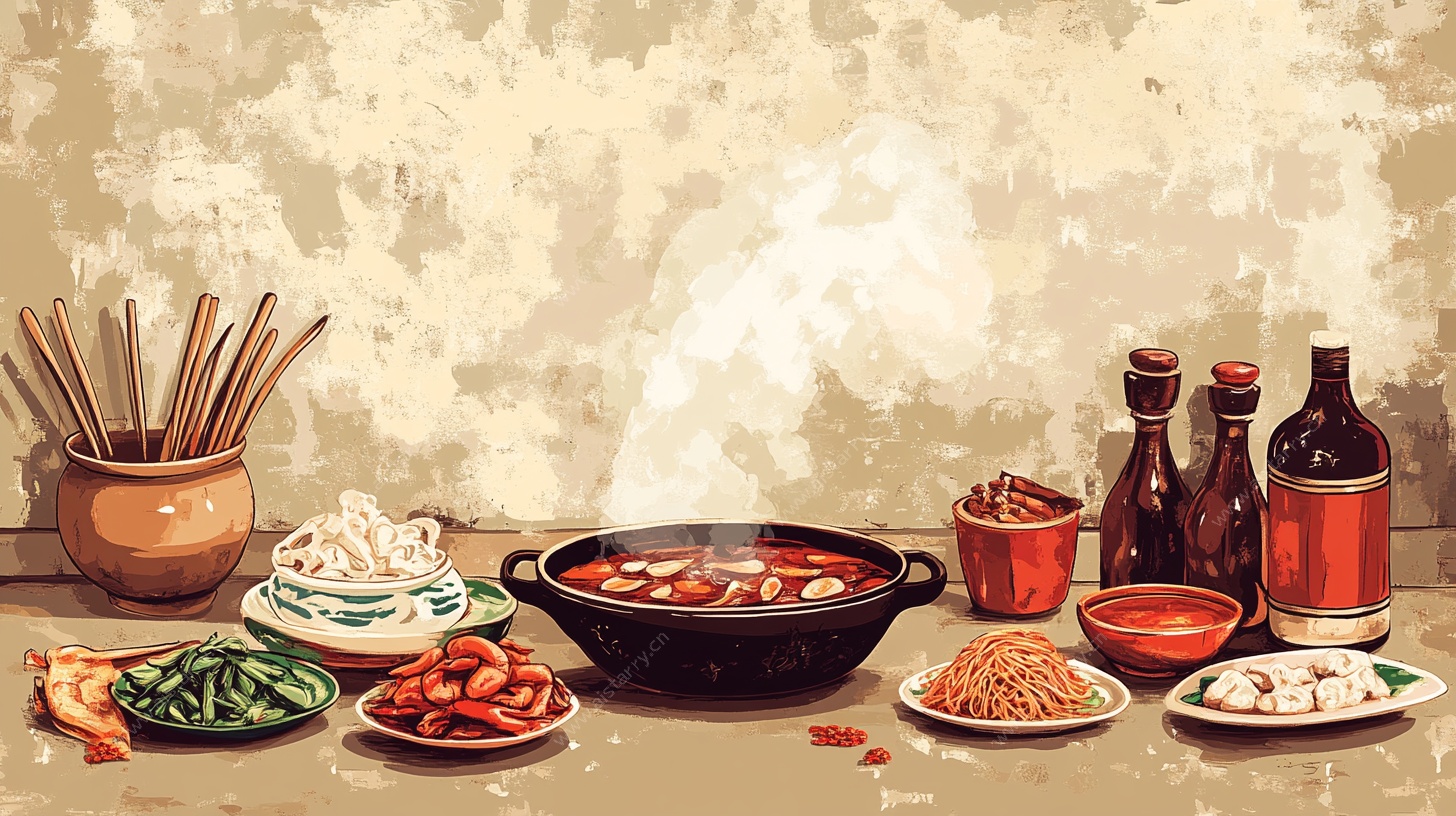 热气腾腾的火锅美食场景