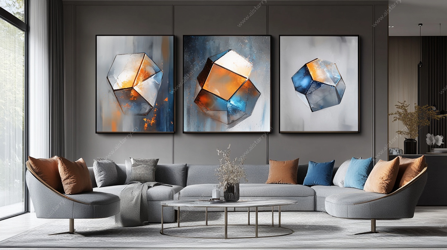 现代简约风客厅装饰画展示