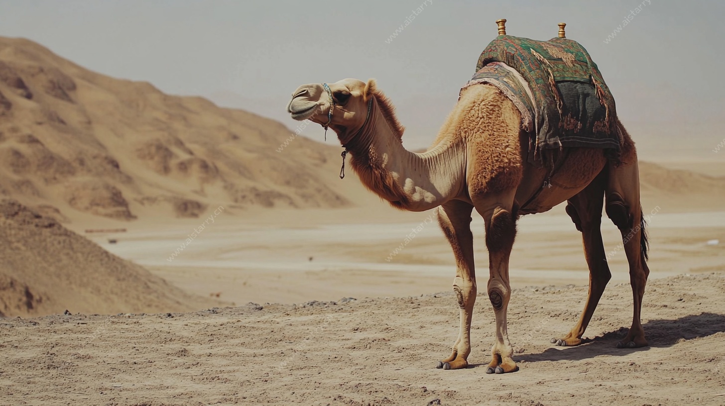 沙漠中的单峰骆驼