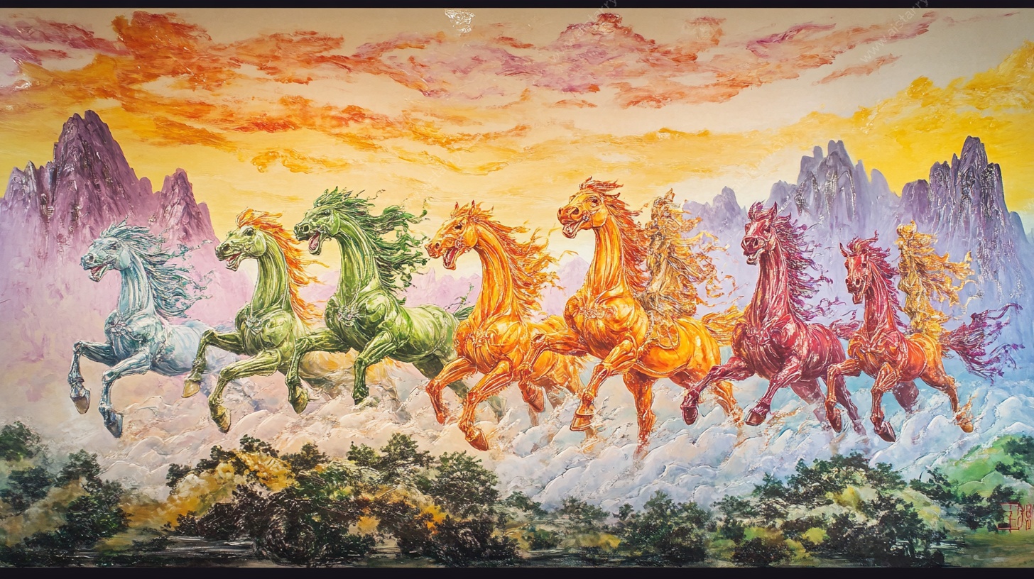 八骏奔腾图