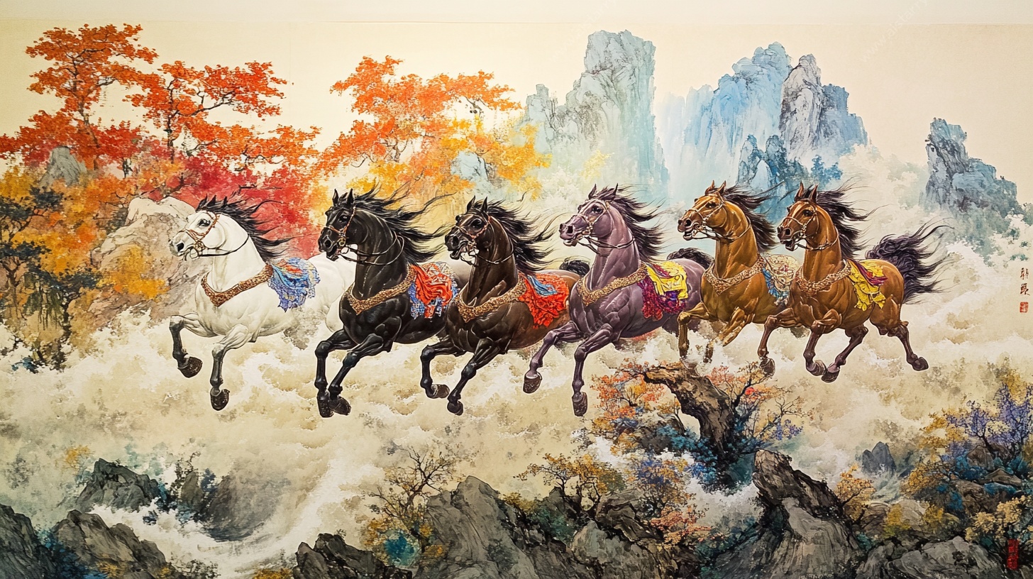 八骏奔腾图