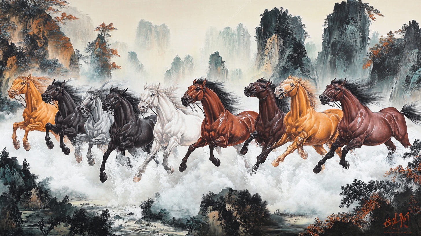 八骏奔腾图