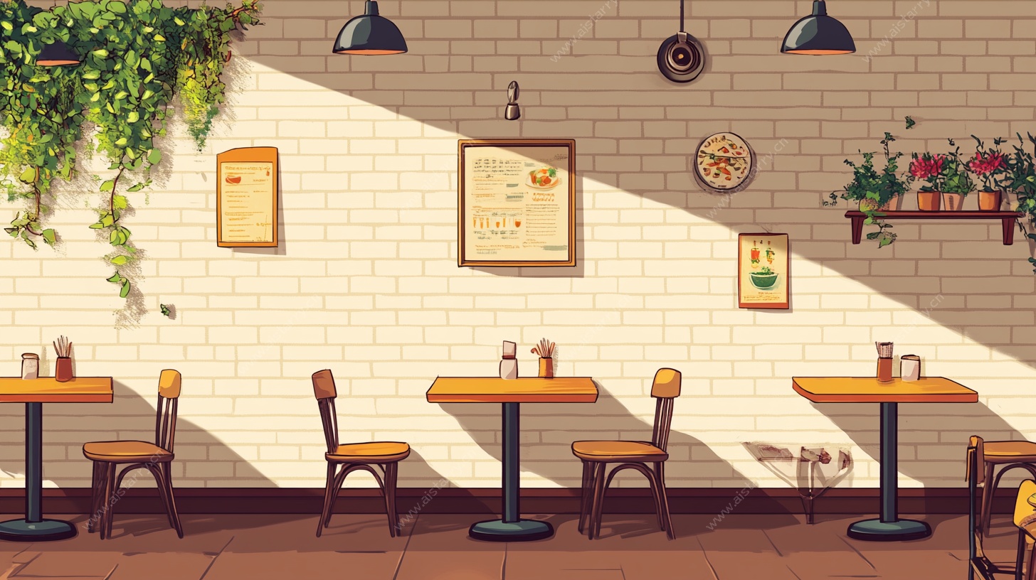 温馨复古风咖啡厅室内场景