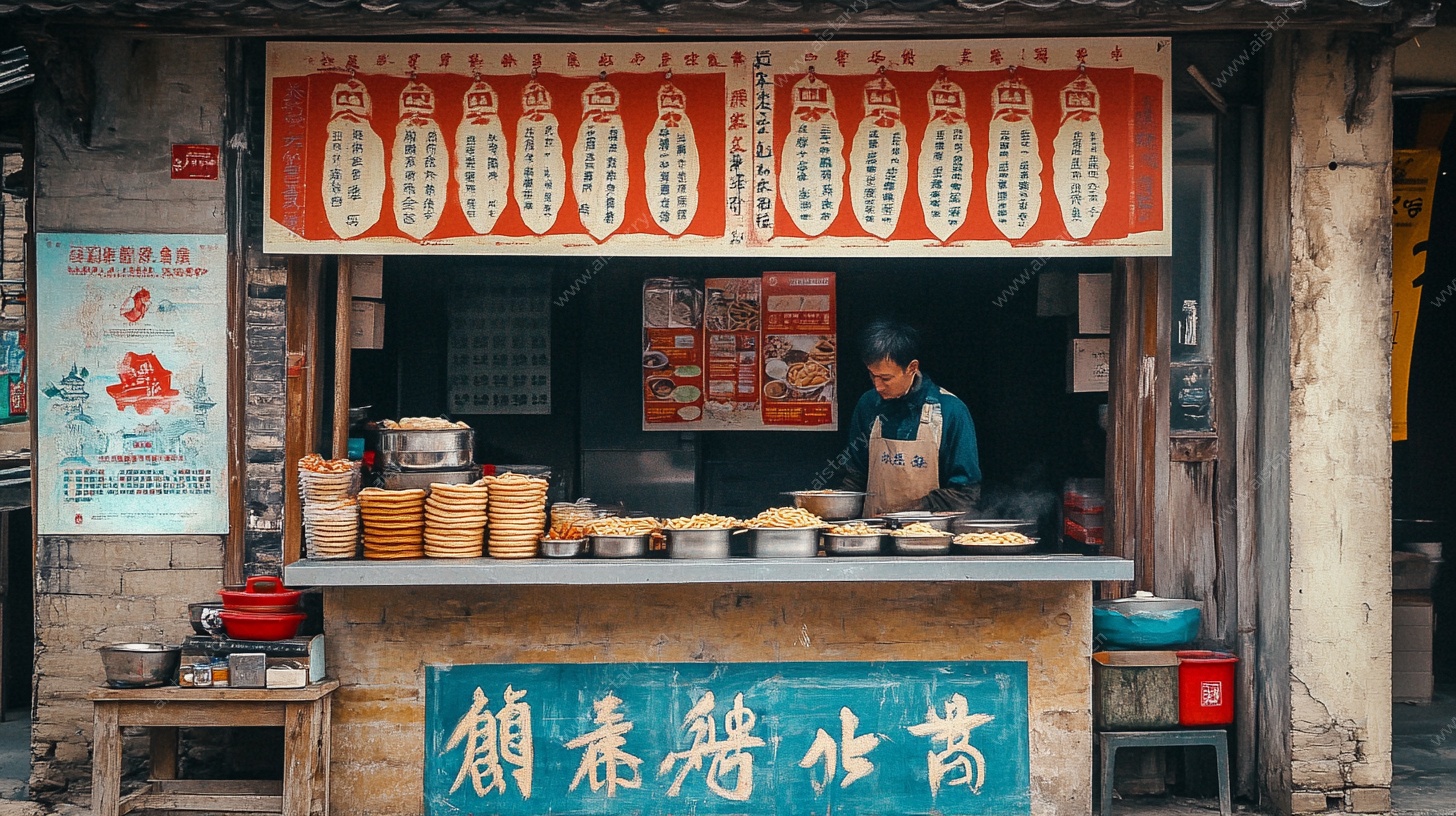 传统早餐摊的烟火气