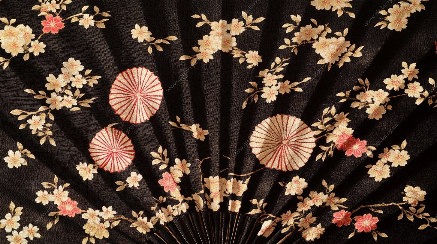 古典花卉折扇图案