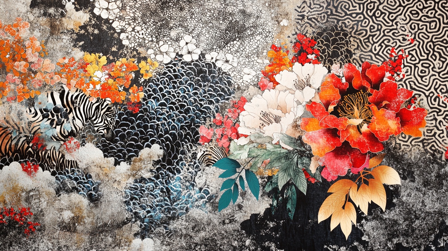 秋日花卉抽象艺术装饰画