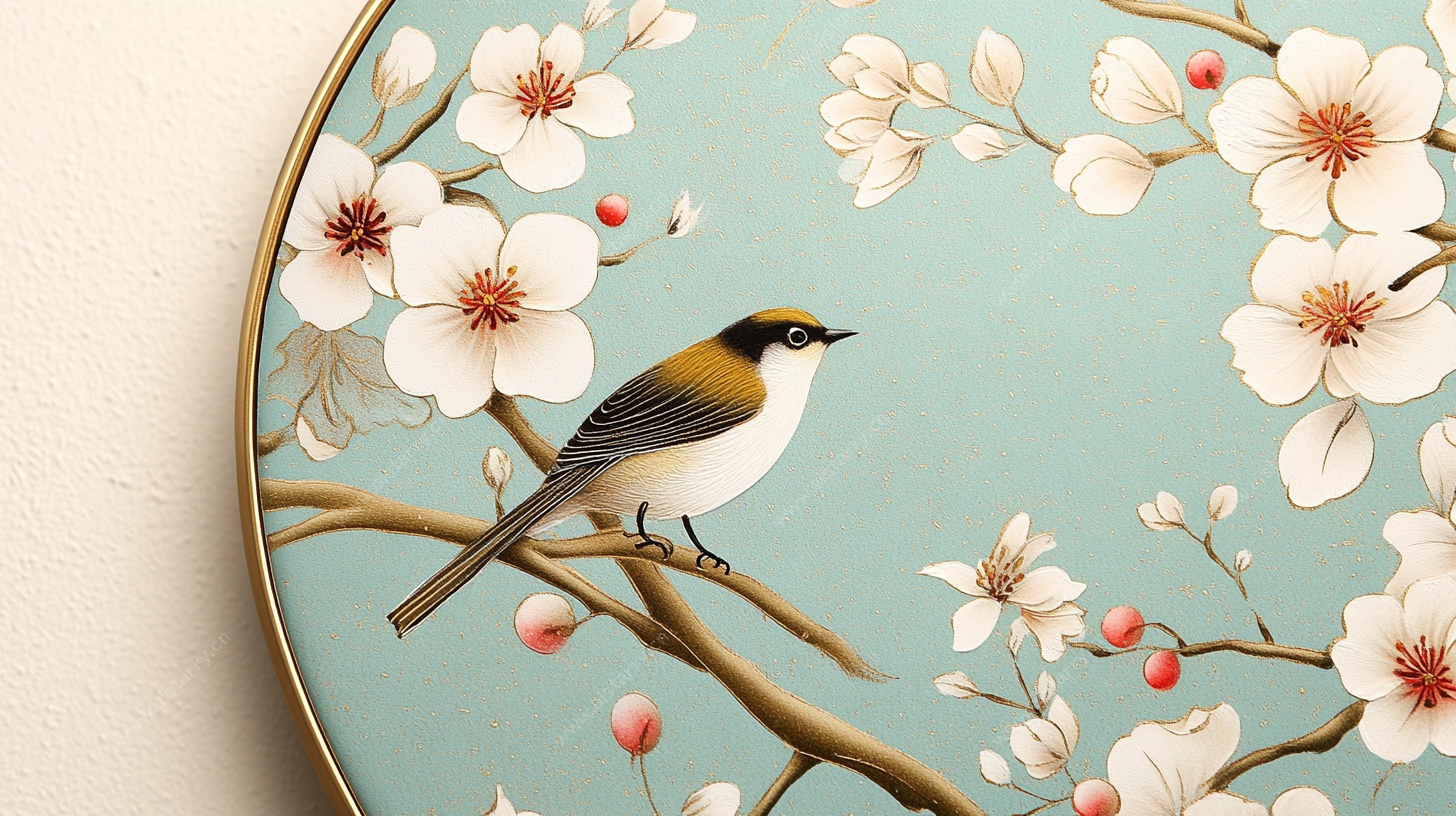花鸟装饰画 枝头小鸟栖居